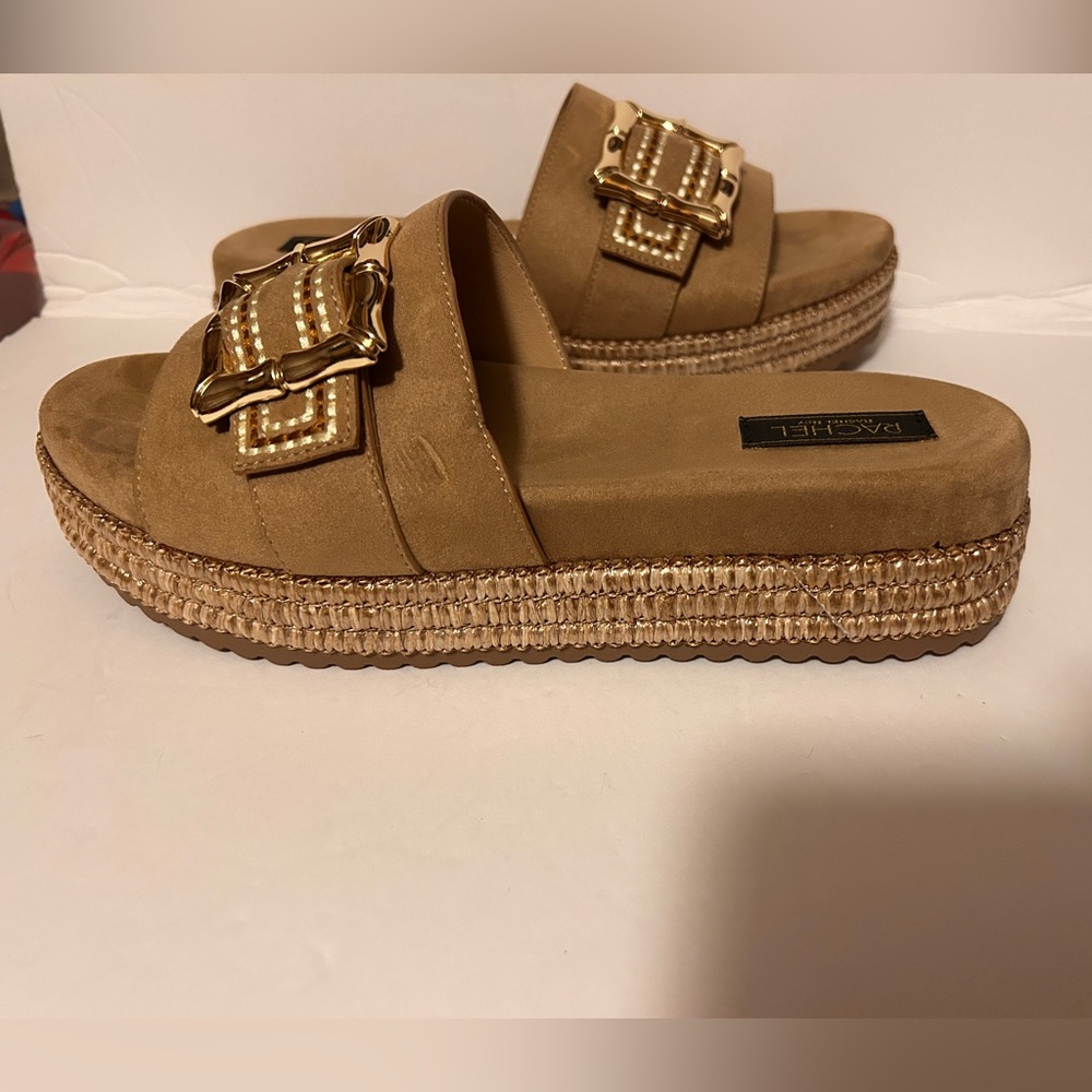 Rachel Roy New Tan Sandals platform Woven Detail Women’s Shoes Size 9 Pull On
